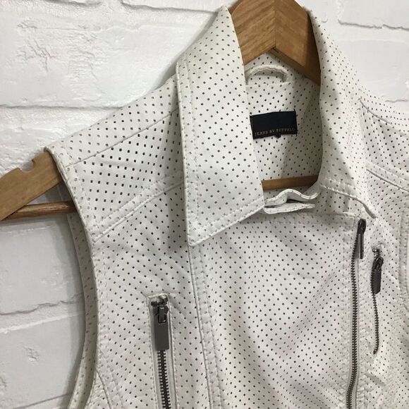Buffalo sleeveless biker white jacket motorcycle style ecru off white vest mediu - Picture 6 of 12